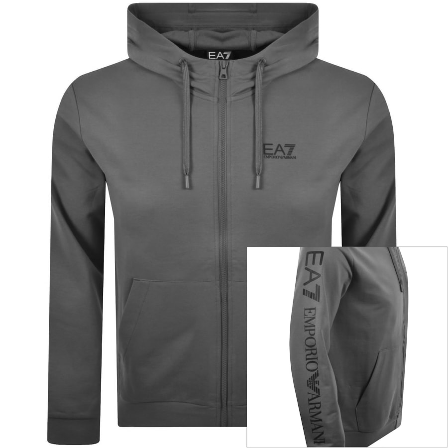 EA7 Emporio Armani Logo Zip Hoodie Grey | Mainline Menswear x